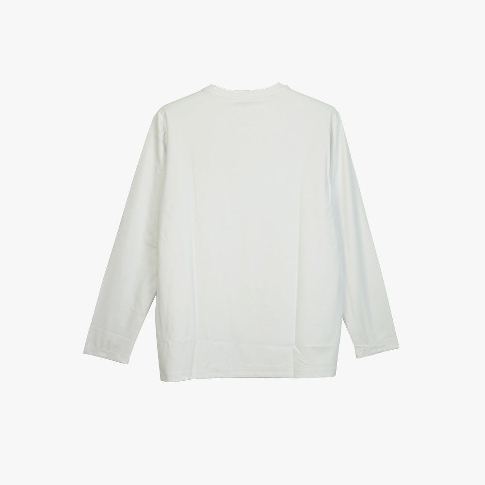 Peak Round Neck Long Sleeves T Shirt White - 2