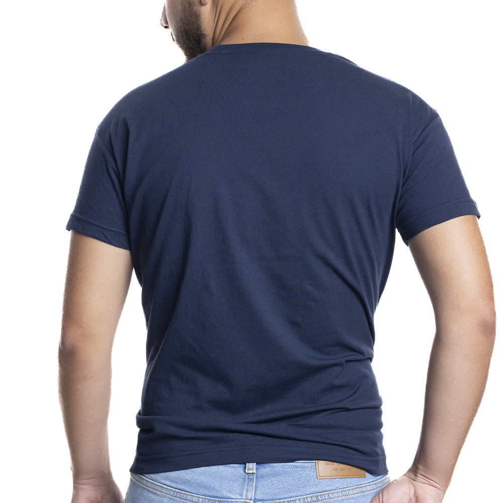 Depart T-Shirt Homme Bleu Marine 100% Coton Simple - 4