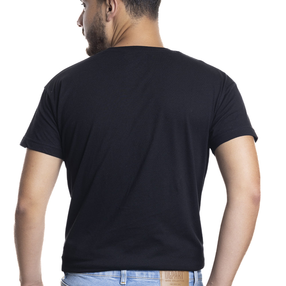 Depart T-Shirt Homme Noir 100% Coton Simple - 3