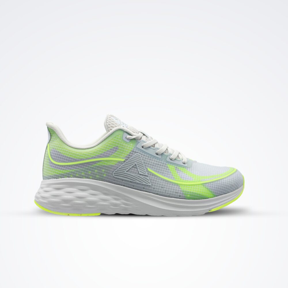 Peak Cushion Running Shoes Lt.Grey Fluorescent Yellow
