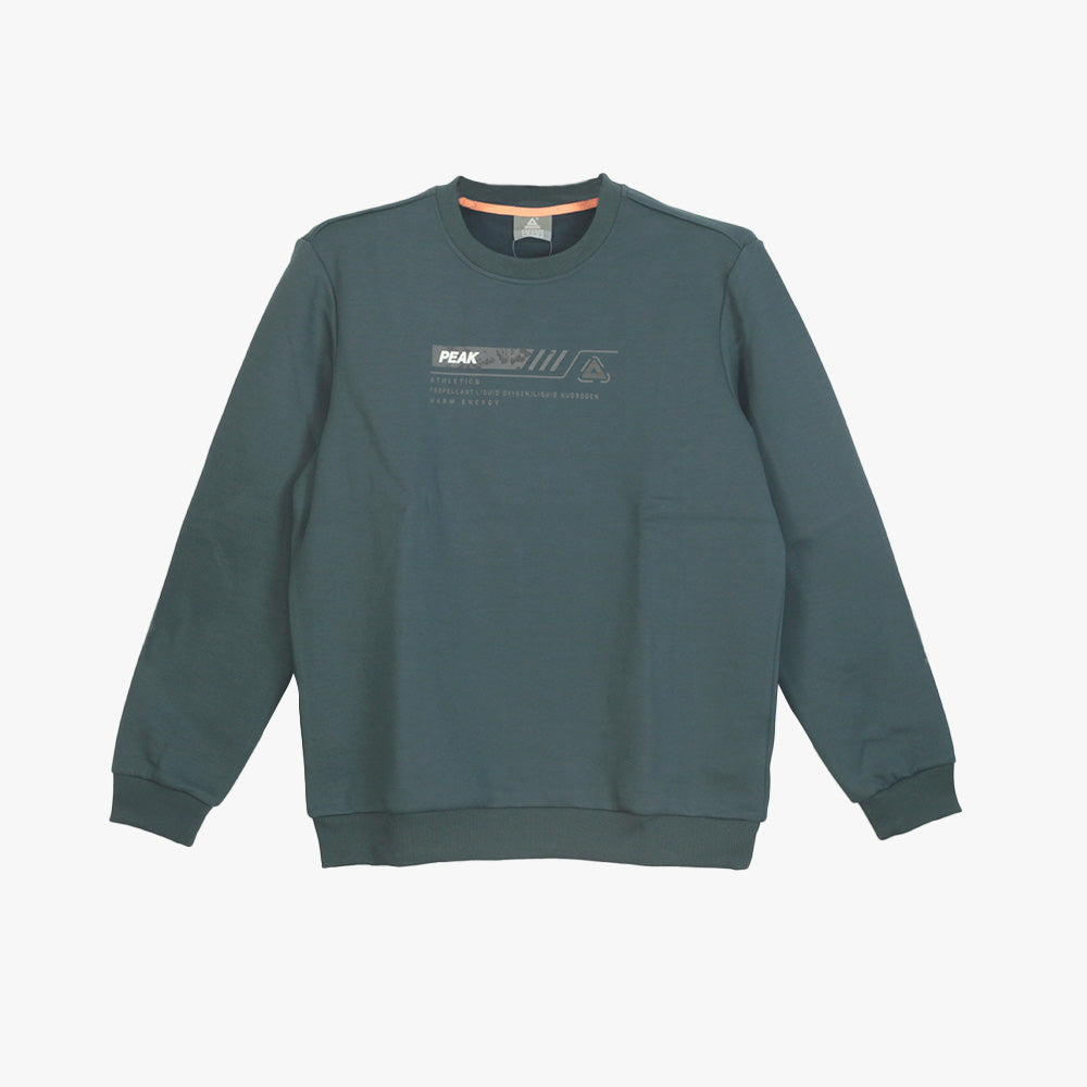 Peak Round Neck Fleece Sweater Graphite Blue