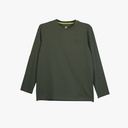 Peak Round Neck Long Sleeves T Shirt Olive Green