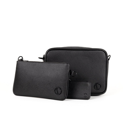 [V6-BLACK_STD] Vo7 Sacoche De Luxe Homme Cuir 3 Piéces