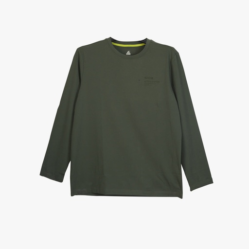 Peak Round Neck Long Sleeves T Shirt Olive Green
